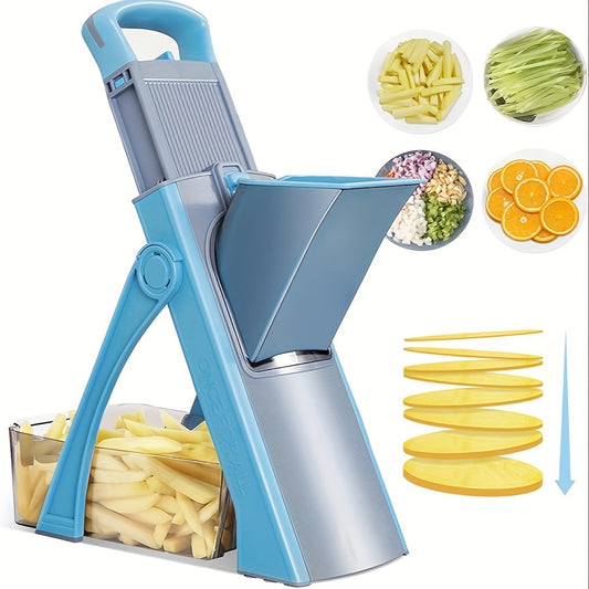 Cortador manual de bandolina com lâminas de aço inoxidável, espessura ajustável Julienne & Dicer, cortador de alimentos vegetais de tamanho grande, material ABS, forma de lâmina retângulo, sem eletricidade necessária