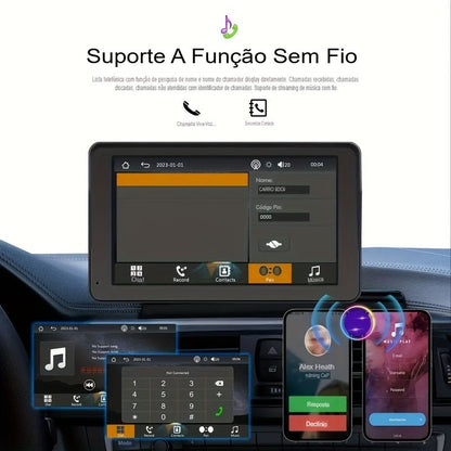 Rádio Portátil Automóvel Inteligente com Wireless Carplayer e Android Auto, 17,78 cm Car Stereo IPS Screen with FM Transmitter Mirror Link / Airplay, Fácil Instalação - Minha loja