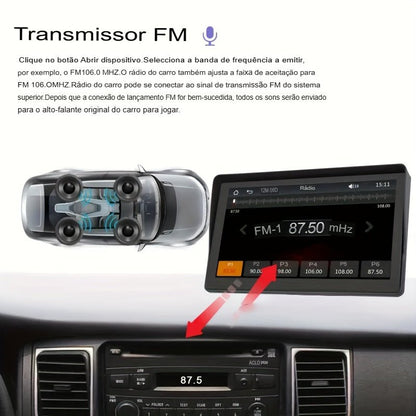 Rádio Portátil Automóvel Inteligente com Wireless Carplayer e Android Auto, 17,78 cm Car Stereo IPS Screen with FM Transmitter Mirror Link / Airplay, Fácil Instalação - Minha loja